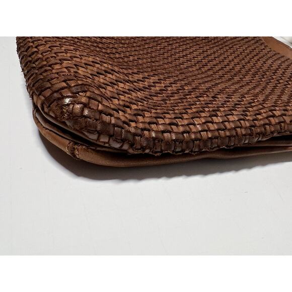Harbour 2nd EUC Brown Woven Leather Crossbody Shoulder Handbag 10" x 11" MINT - Picture 4 of 12